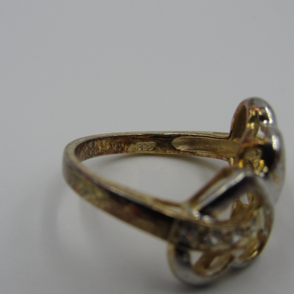 Vintage Size 6 Sterling CZ Diamond Heart Ring - Picture 5 of 8